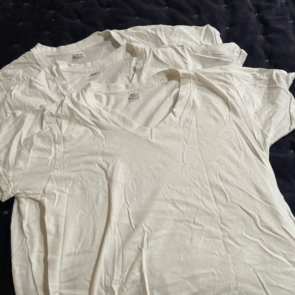 Vintage NOS JCPenney White V-Neck T-Shirts
